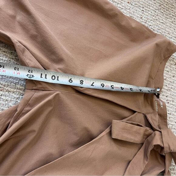 Banana Republic Khaki Organic Cotton Tie Waist Flared Wrap Pants - Picture 12 of 12